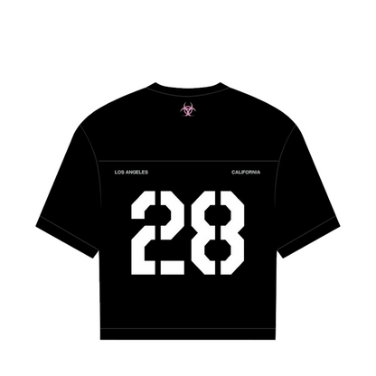 reward + risk cropped varsity jersey