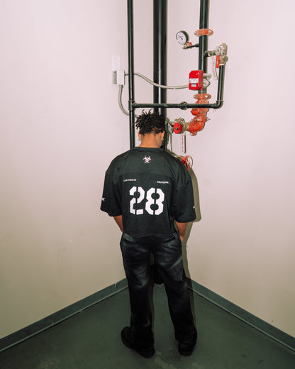reward + risk cropped varsity jersey